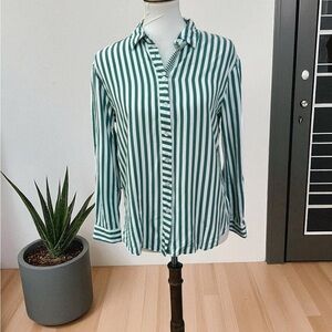 Jane Delaney Green Striped Women's Top Size S
